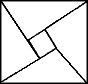 picture of four triangles surrounding a square making a larger square shape